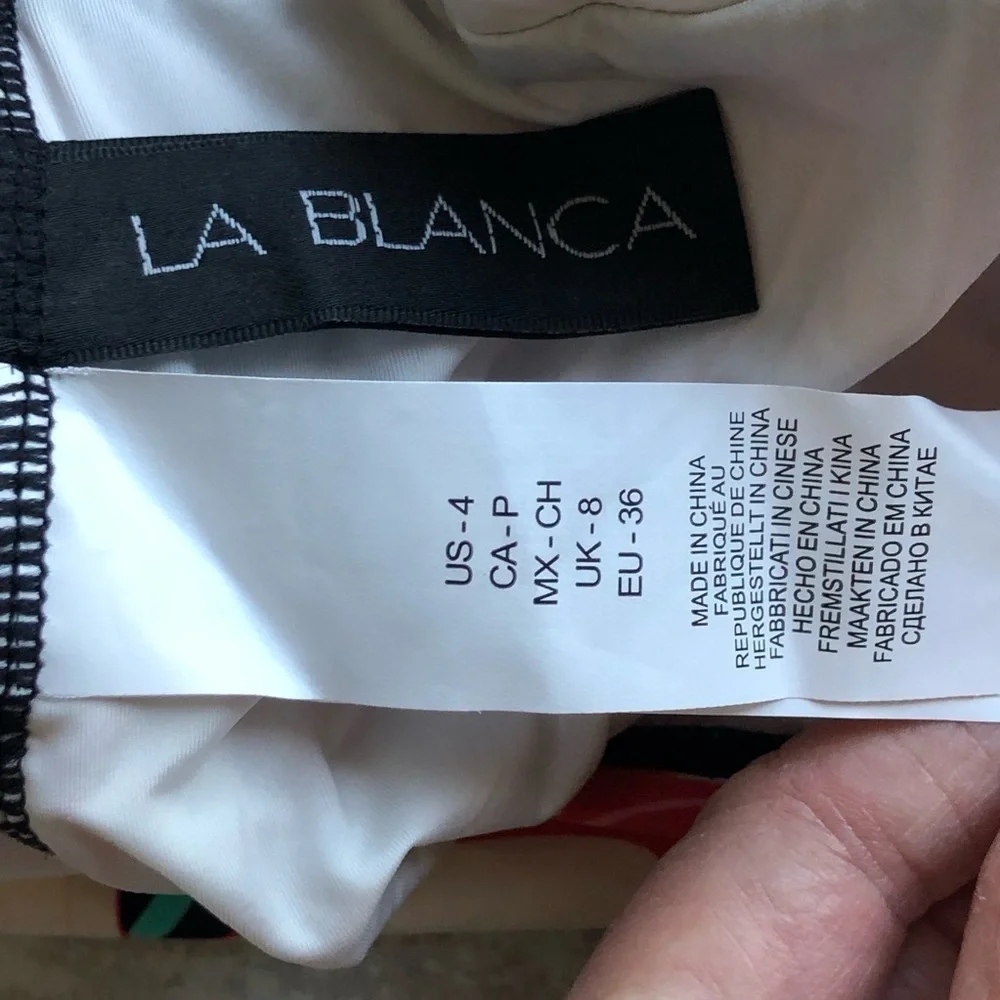 La Blanca Floral Plunge Knot Detail Tankini Top Pink Multicolored Size 4